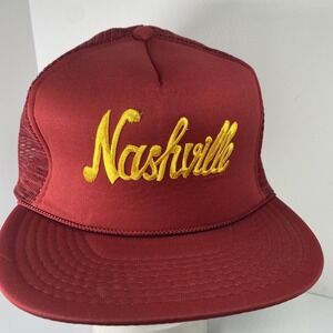 Vintage NASHVILLE Snapback Trucker Hat Cap Embroidered Mesh Retro Dad Gift Fun